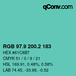 Color code: RGB 97.9 200.2 183 | qconv.com