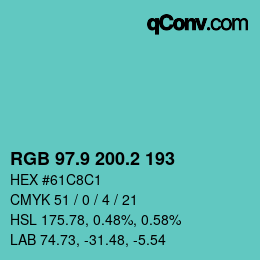 Color code: RGB 97.9 200.2 193 | qconv.com