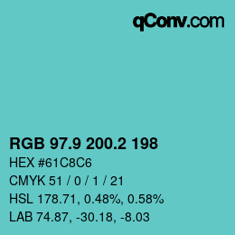 Farbcode: RGB 97.9 200.2 198 | qconv.com