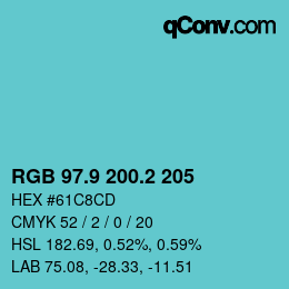 カラーコード: RGB 97.9 200.2 205 | qconv.com