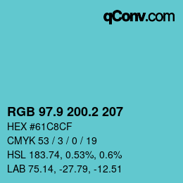 Color code: RGB 97.9 200.2 207 | qconv.com
