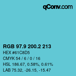 Farbcode: RGB 97.9 200.2 213 | qconv.com