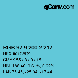 Color code: RGB 97.9 200.2 217 | qconv.com