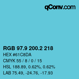 Color code: RGB 97.9 200.2 218 | qconv.com