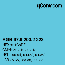 Color code: RGB 97.9 200.2 223 | qconv.com