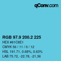 カラーコード: RGB 97.9 200.2 225 | qconv.com