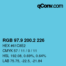 Color code: RGB 97.9 200.2 226 | qconv.com