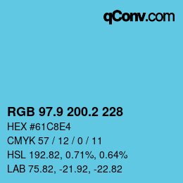 Color code: RGB 97.9 200.2 228 | qconv.com