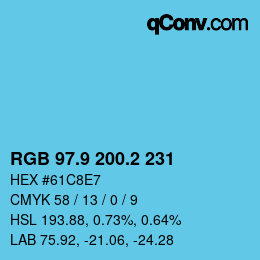 Farbcode: RGB 97.9 200.2 231 | qconv.com
