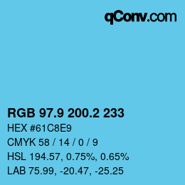 Color code: RGB 97.9 200.2 233 | qconv.com