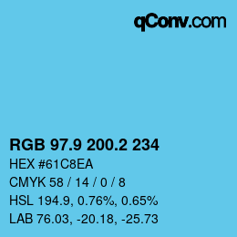 カラーコード: RGB 97.9 200.2 234 | qconv.com