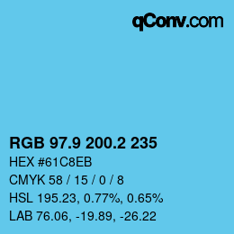 Color code: RGB 97.9 200.2 235 | qconv.com