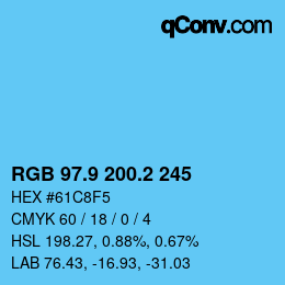 Color code: RGB 97.9 200.2 245 | qconv.com