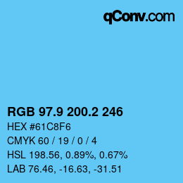 Color code: RGB 97.9 200.2 246 | qconv.com
