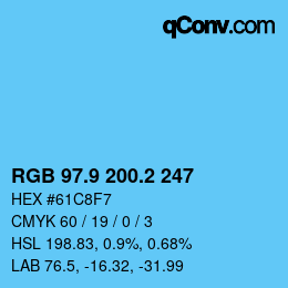 Color code: RGB 97.9 200.2 247 | qconv.com