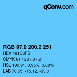 Color code: RGB 97.9 200.2 251 | qconv.com