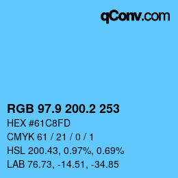Color code: RGB 97.9 200.2 253 | qconv.com