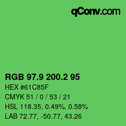 カラーコード: RGB 97.9 200.2 95 | qconv.com