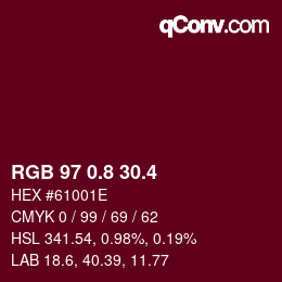 カラーコード: RGB 97 0.8 30.4 | qconv.com