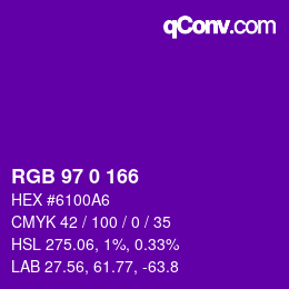 Color code: RGB 97 0 166 | qconv.com