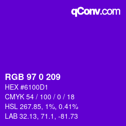 Color code: RGB 97 0 209 | qconv.com