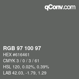 Color code: RGB 97 100 97 | qconv.com