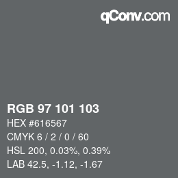 Color code: RGB 97 101 103 | qconv.com