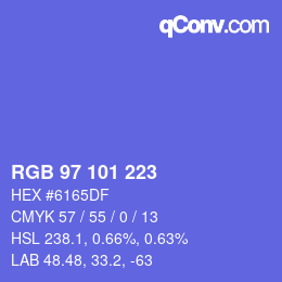 Color code: RGB 97 101 223 | qconv.com