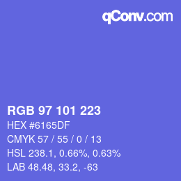 Color code: RGB 97 101 223 | qconv.com