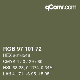 颜色代码: RGB 97 101 72 | qconv.com