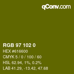 Color code: RGB 97 102 0 | qconv.com