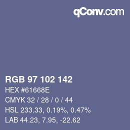 Color code: RGB 97 102 142 | qconv.com