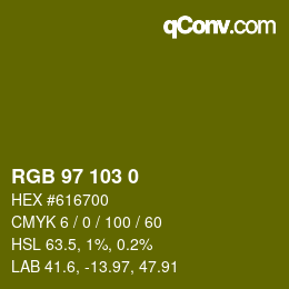 カラーコード: RGB 97 103 0 | qconv.com