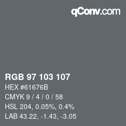 Color code: RGB 97 103 107 | qconv.com