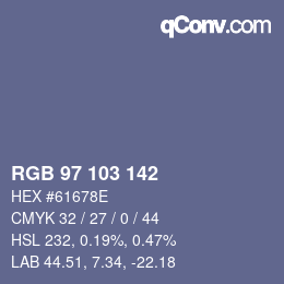 Color code: RGB 97 103 142 | qconv.com