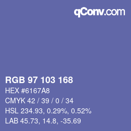 Color code: RGB 97 103 168 | qconv.com