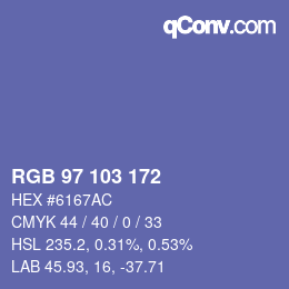 カラーコード: RGB 97 103 172 | qconv.com