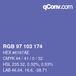 Color code: RGB 97 103 174 | qconv.com