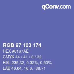 カラーコード: RGB 97 103 174 | qconv.com