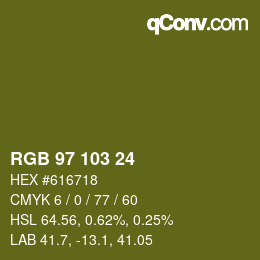 カラーコード: RGB 97 103 24 | qconv.com