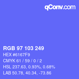 Color code: RGB 97 103 249 | qconv.com