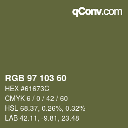 颜色代码: RGB 97 103 60 | qconv.com