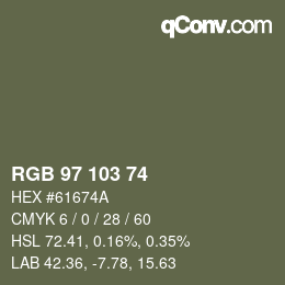 カラーコード: RGB 97 103 74 | qconv.com