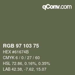 Color code: RGB 97 103 75 | qconv.com