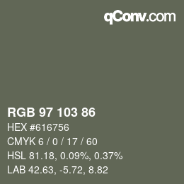 颜色代码: RGB 97 103 86 | qconv.com