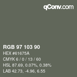 Color code: RGB 97 103 90 | qconv.com