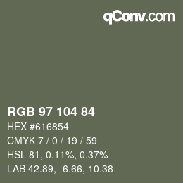 Color code: RGB 97 104 84 | qconv.com