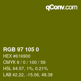 Color code: RGB 97 105 0 | qconv.com