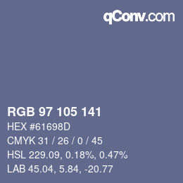 カラーコード: RGB 97 105 141 | qconv.com