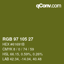 Código de color: RGB 97 105 27 | qconv.com